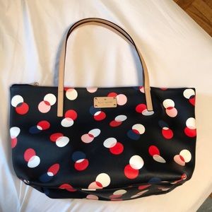 Navy and polka dot kate spade zipper tote.